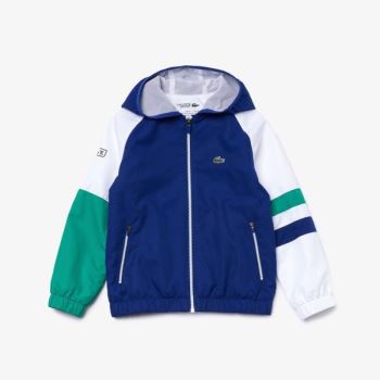 Lacoste SPORT Hooded Tracksuit Dětské - Tepláková Souprava Blankyt / Bílé / Zelene / Černé | CZ-fwdV